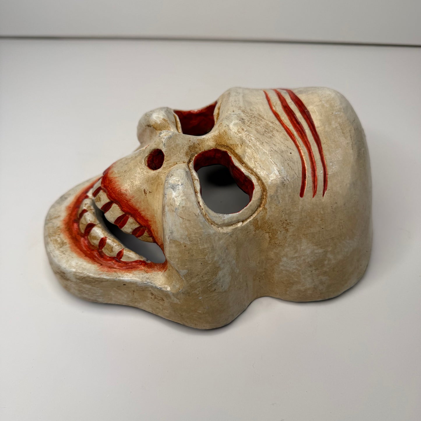 Hand-Carved Wooden Mask with Distinctive Grinning Design – Unique Artisan Craft