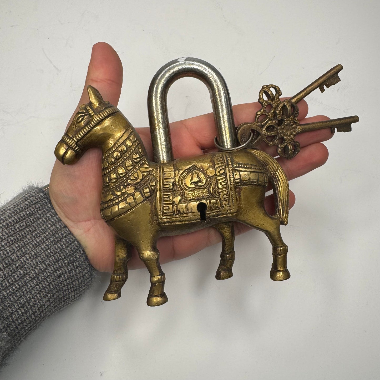 Antique handmade Brass Horse Padlock – Unique Vintage-Inspired Design