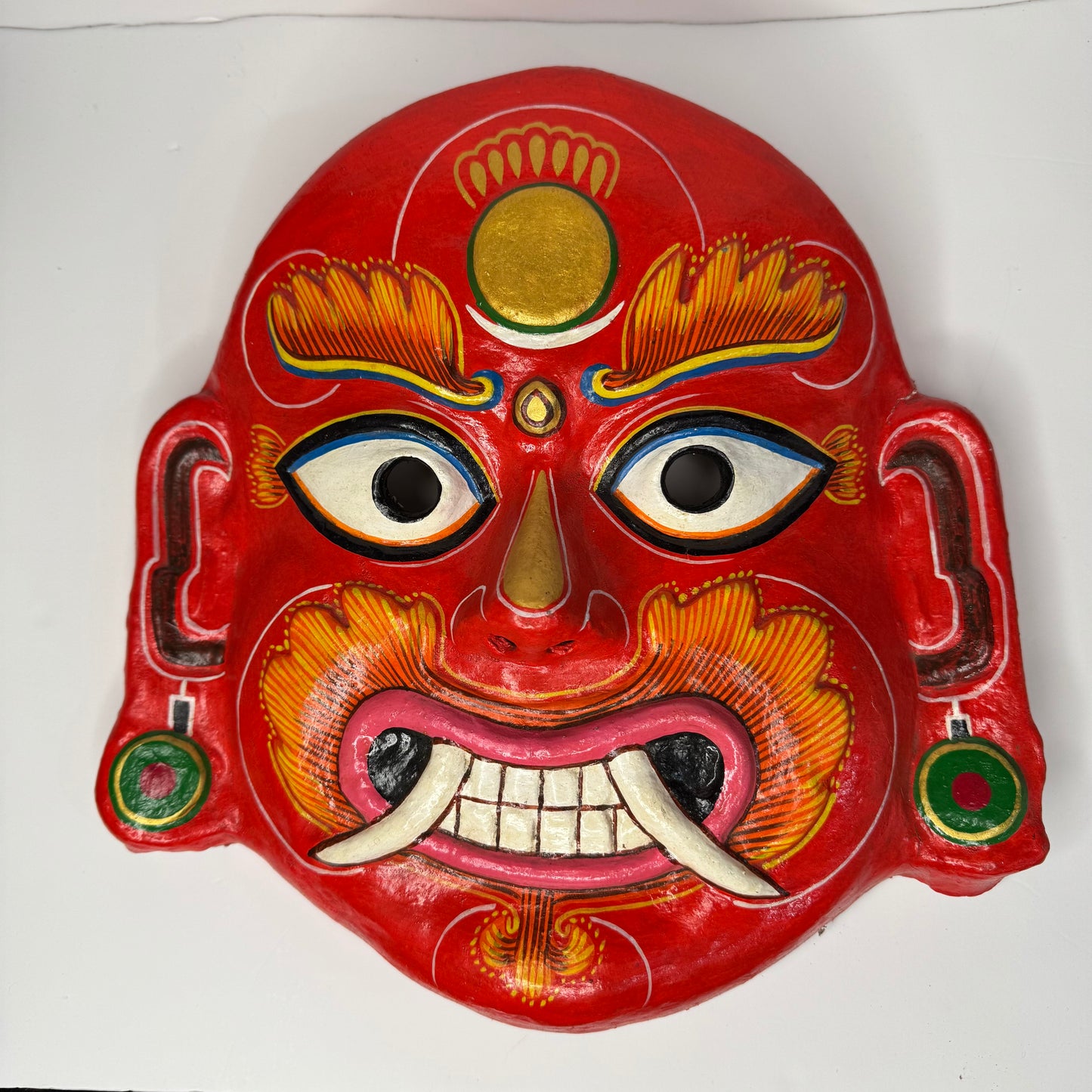 Handcrafted Red Demon clay Mask – Wall Décor with Cultural Significance
