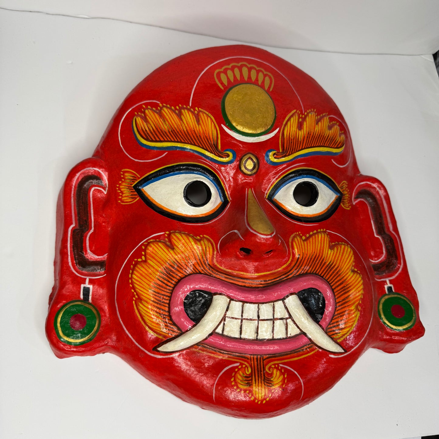 Handcrafted Red Demon clay Mask – Wall Décor with Cultural Significance