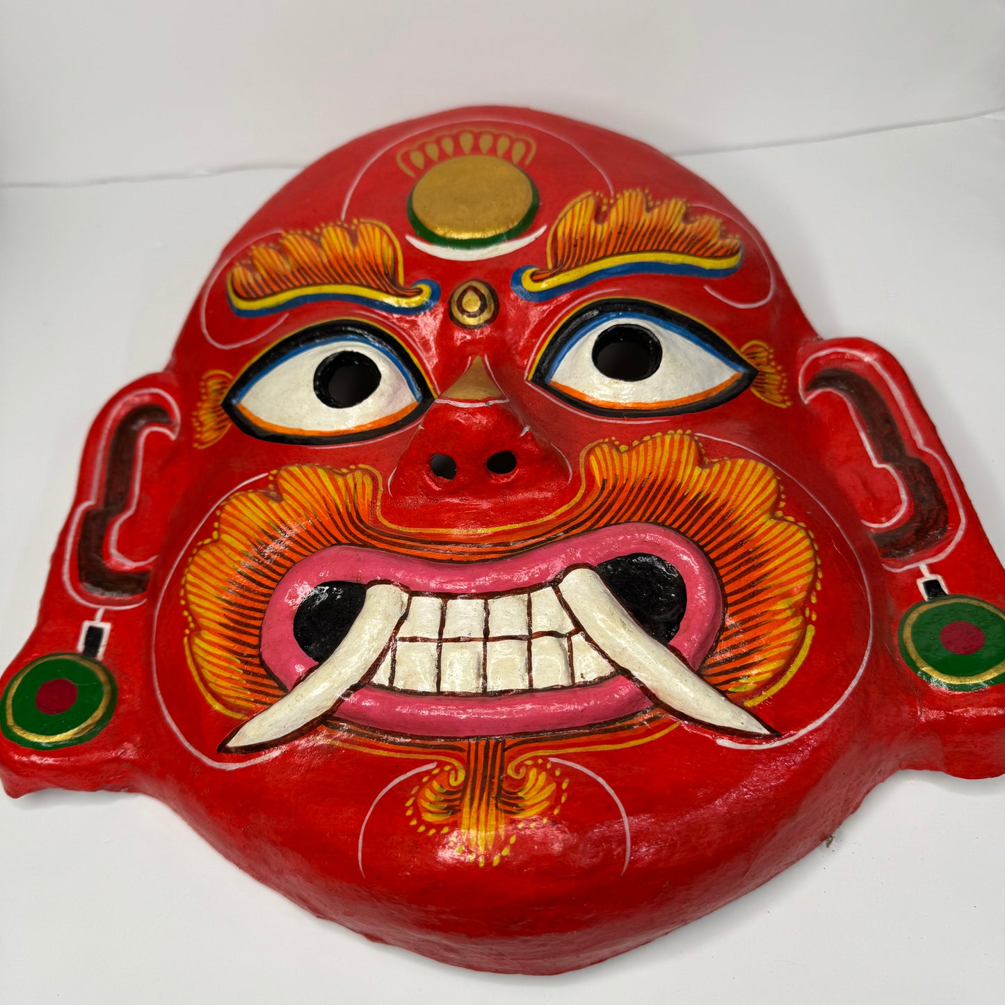 Handcrafted Red Demon clay Mask – Wall Décor with Cultural Significance