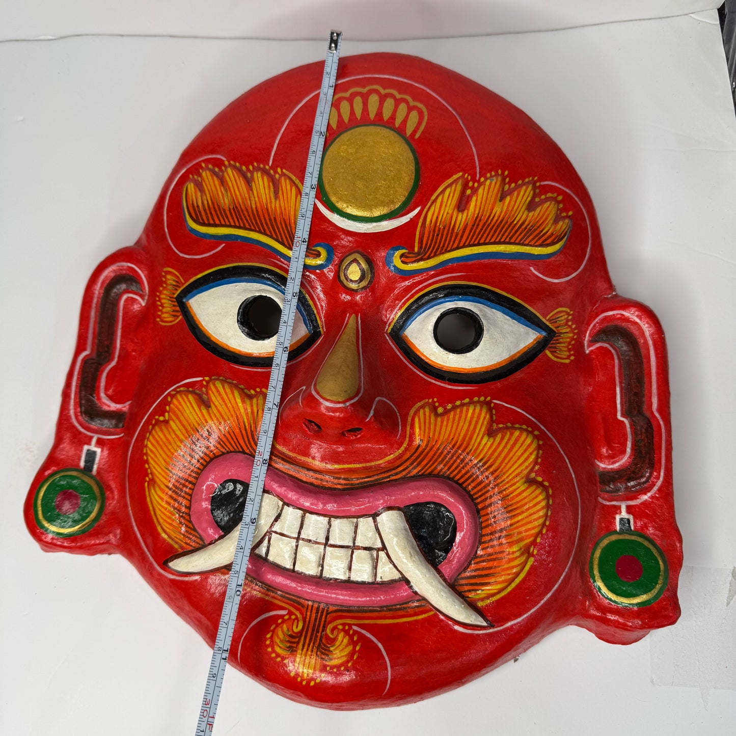 Handcrafted Red Demon clay Mask – Wall Décor with Cultural Significance