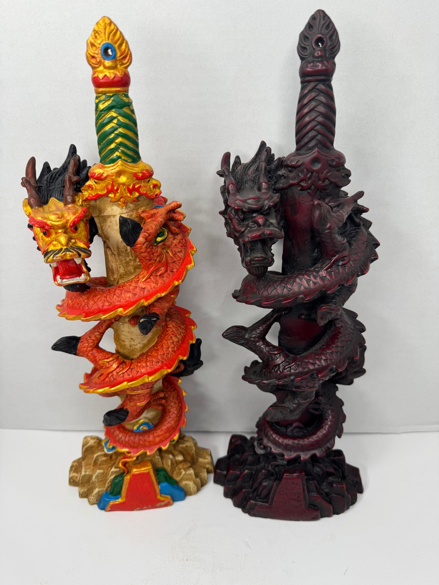 Decorative Dragon Sword Statues with Intricate Detailing