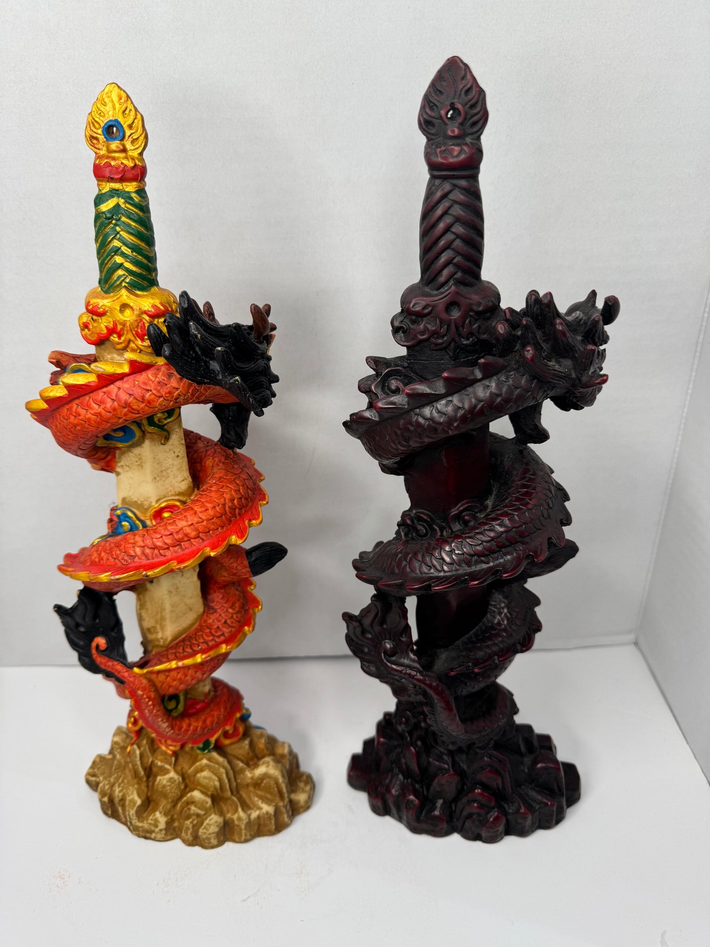 Decorative Dragon Sword Statues with Intricate Detailing