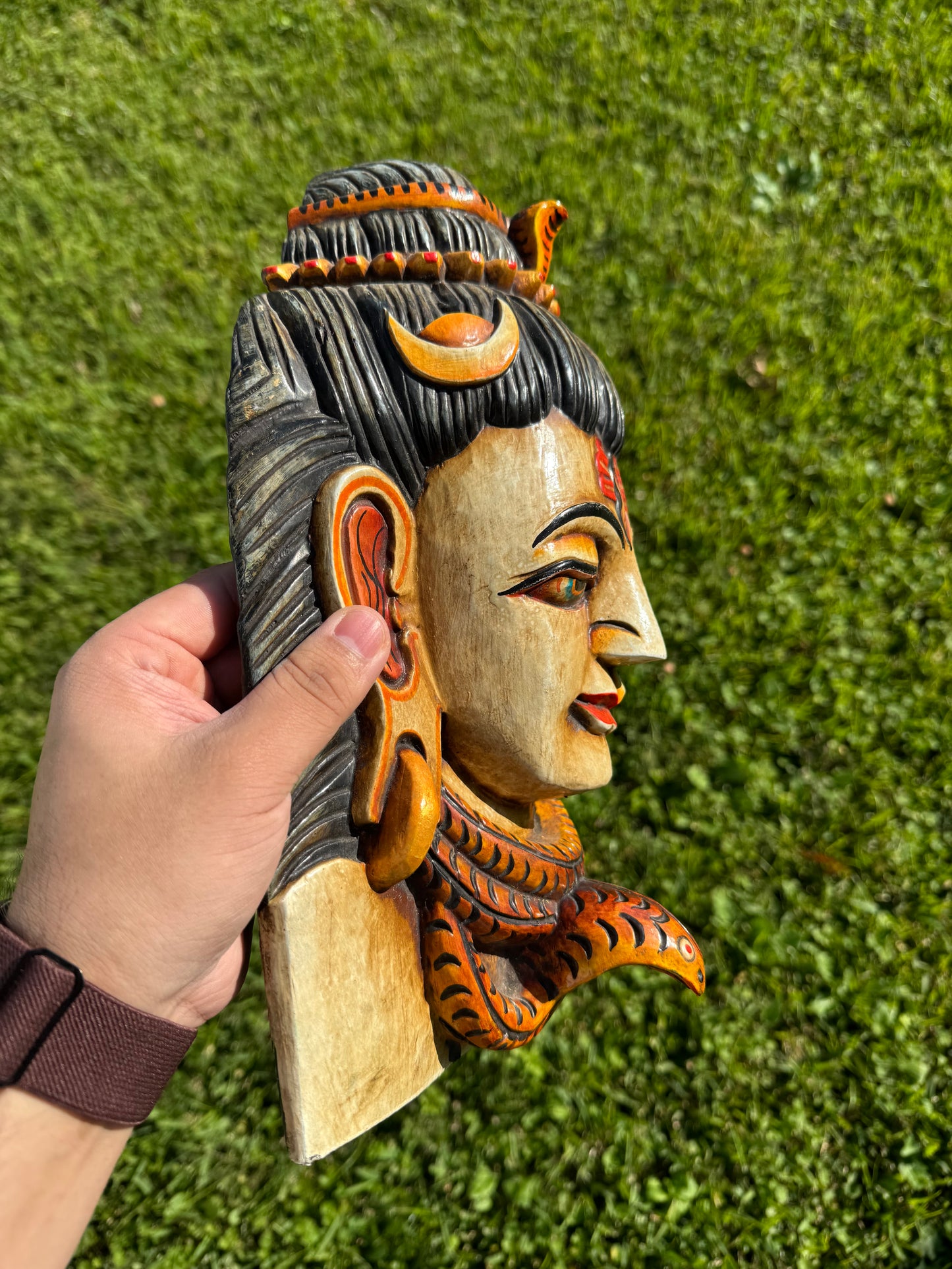 Handcrafted Wooden Shiva Mask – Sacred Wall Art