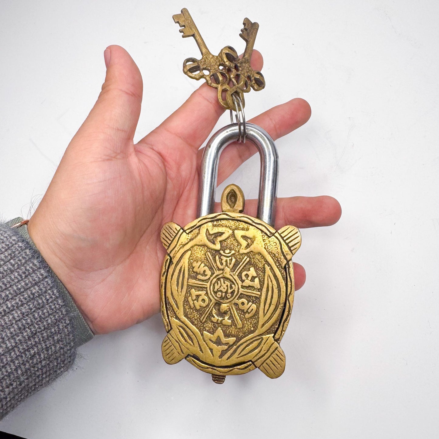 Handmade Brass Padlocks with Vintage Treasure Keys - Antique Style Decorative Locks, decor, wall hanging, gift