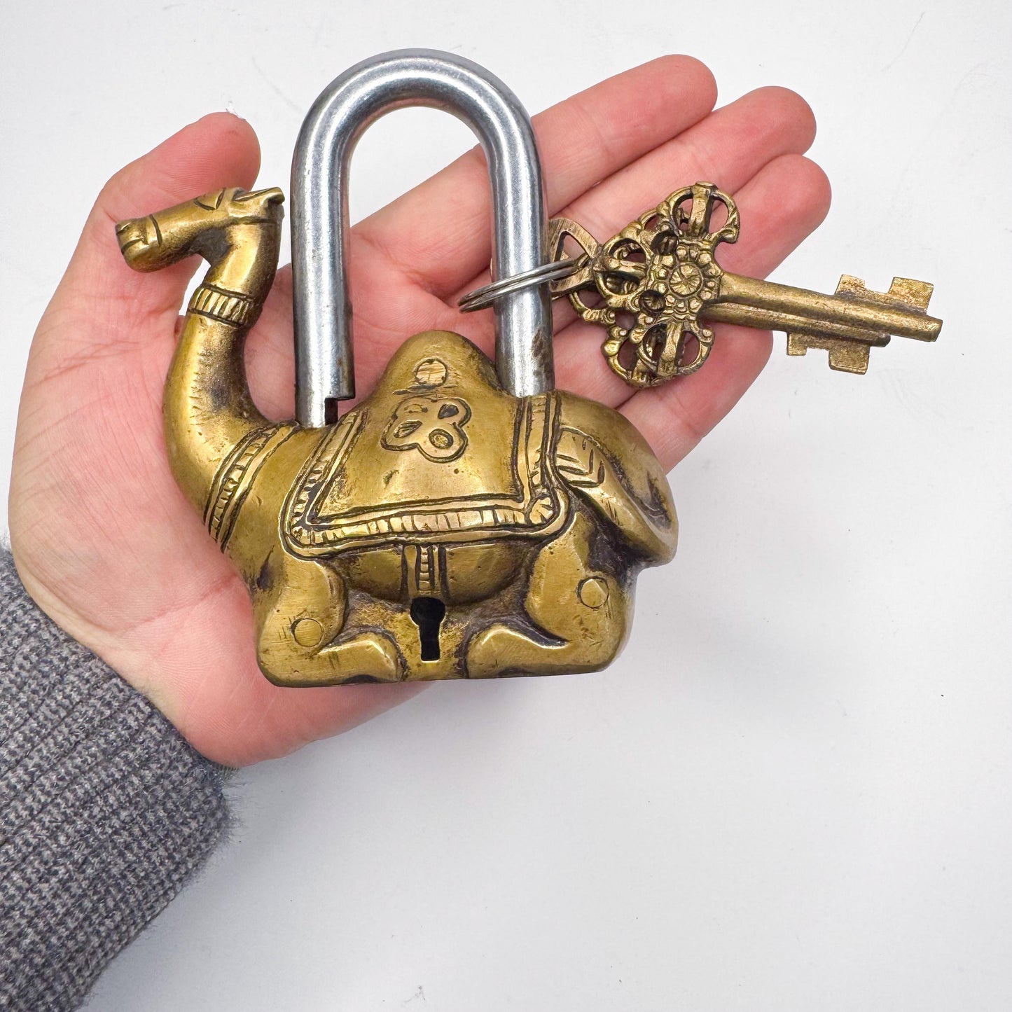 Handmade Brass Padlocks with Vintage Treasure Keys - Antique Style Decorative Locks, decor, wall hanging, gift