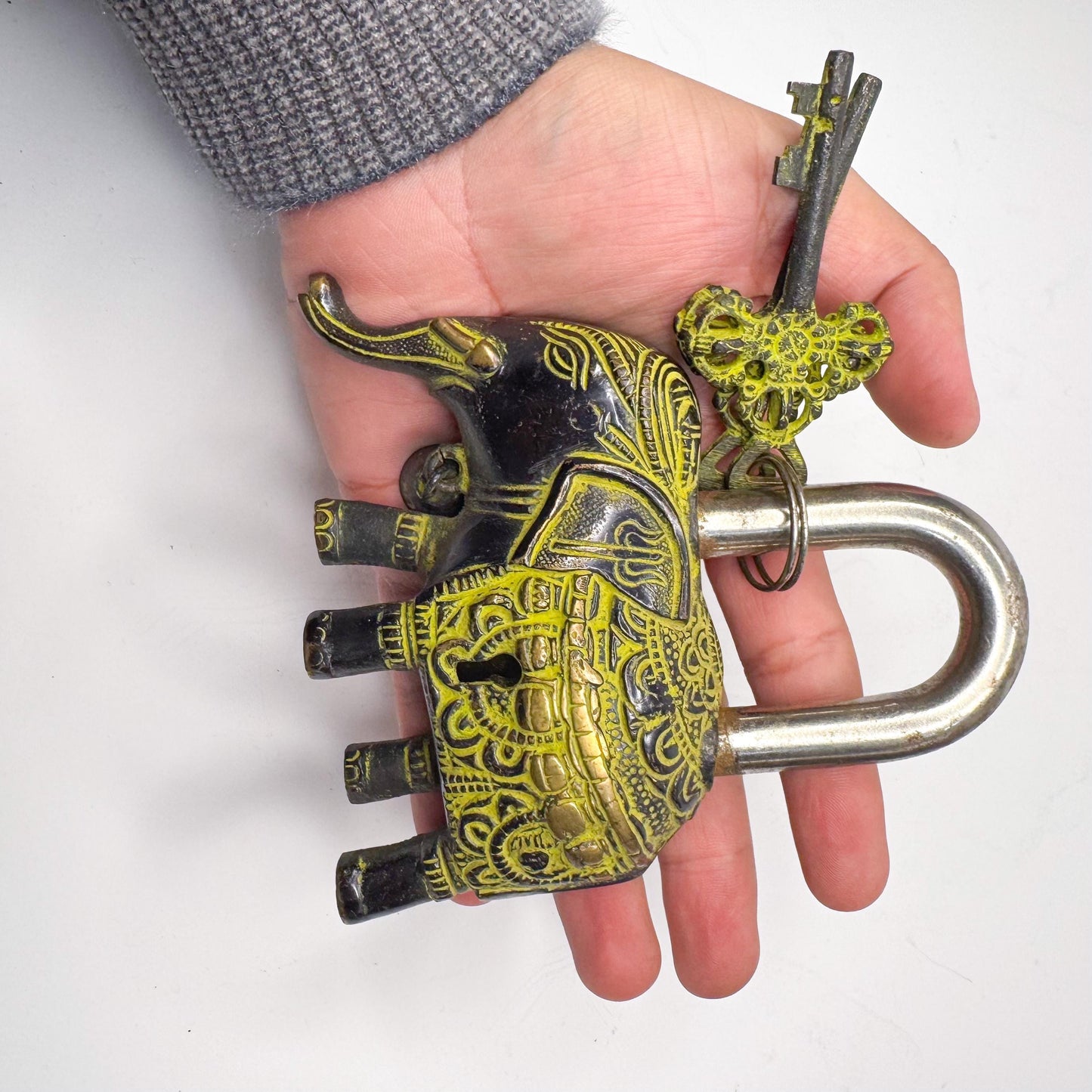 Handmade Brass Padlocks with Vintage Treasure Keys - Antique Style Decorative Locks, decor, wall hanging, gift