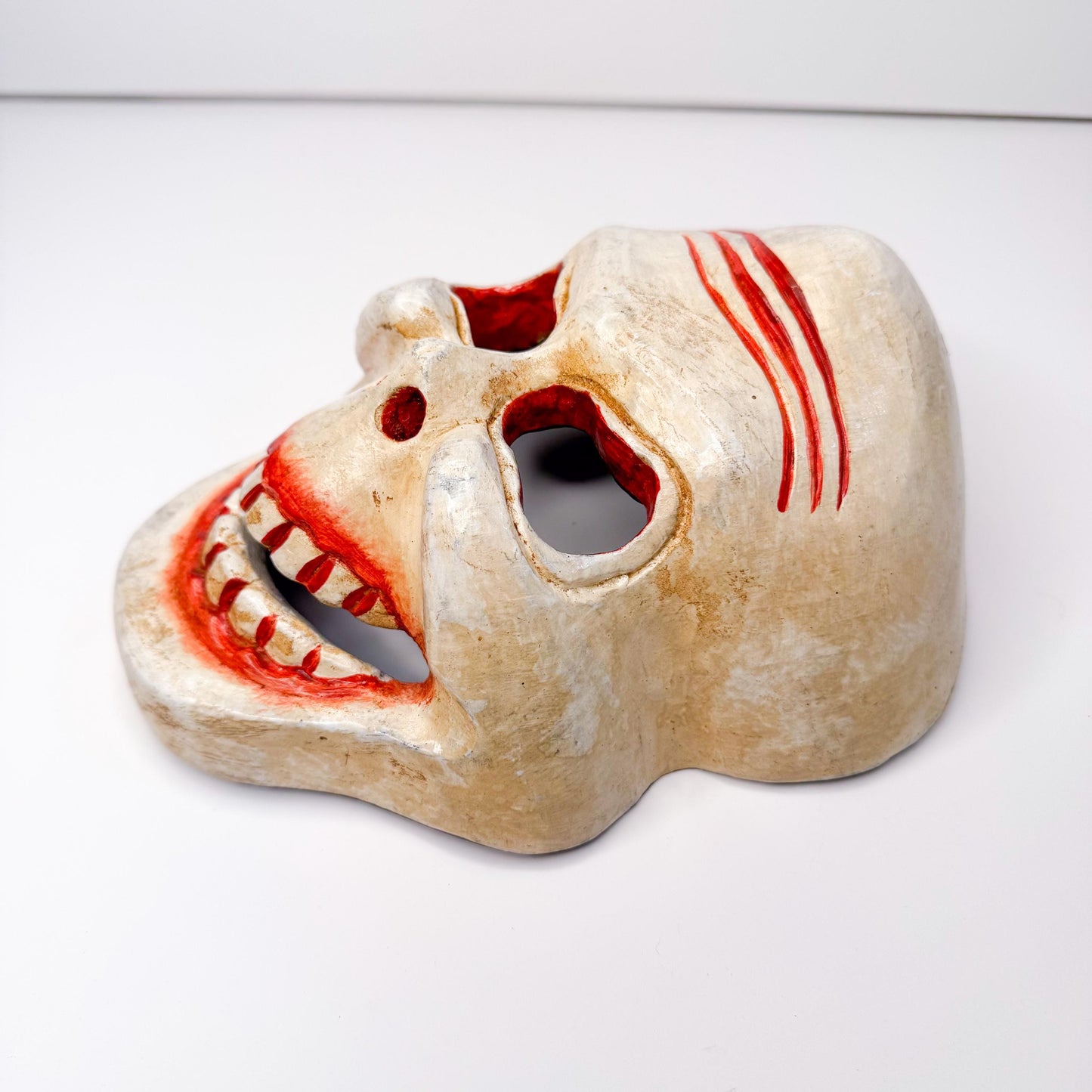Handcrafted Wooden Skull Mask - Scary, Unique, One-of-a-Kind - Made in Nepal