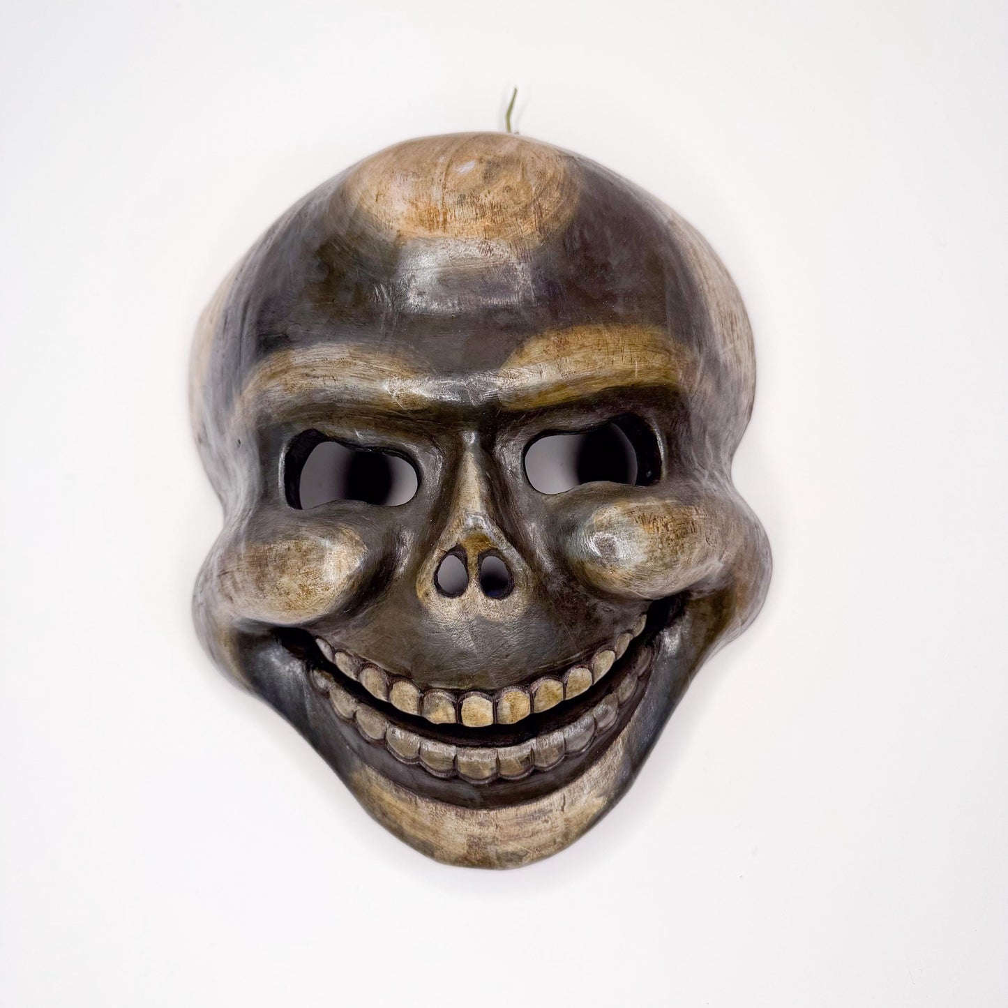 handcrafted Wooden Skull Mask - Dark Finish, Scary, Unique, One-of-a-Kind - Made in Nepal