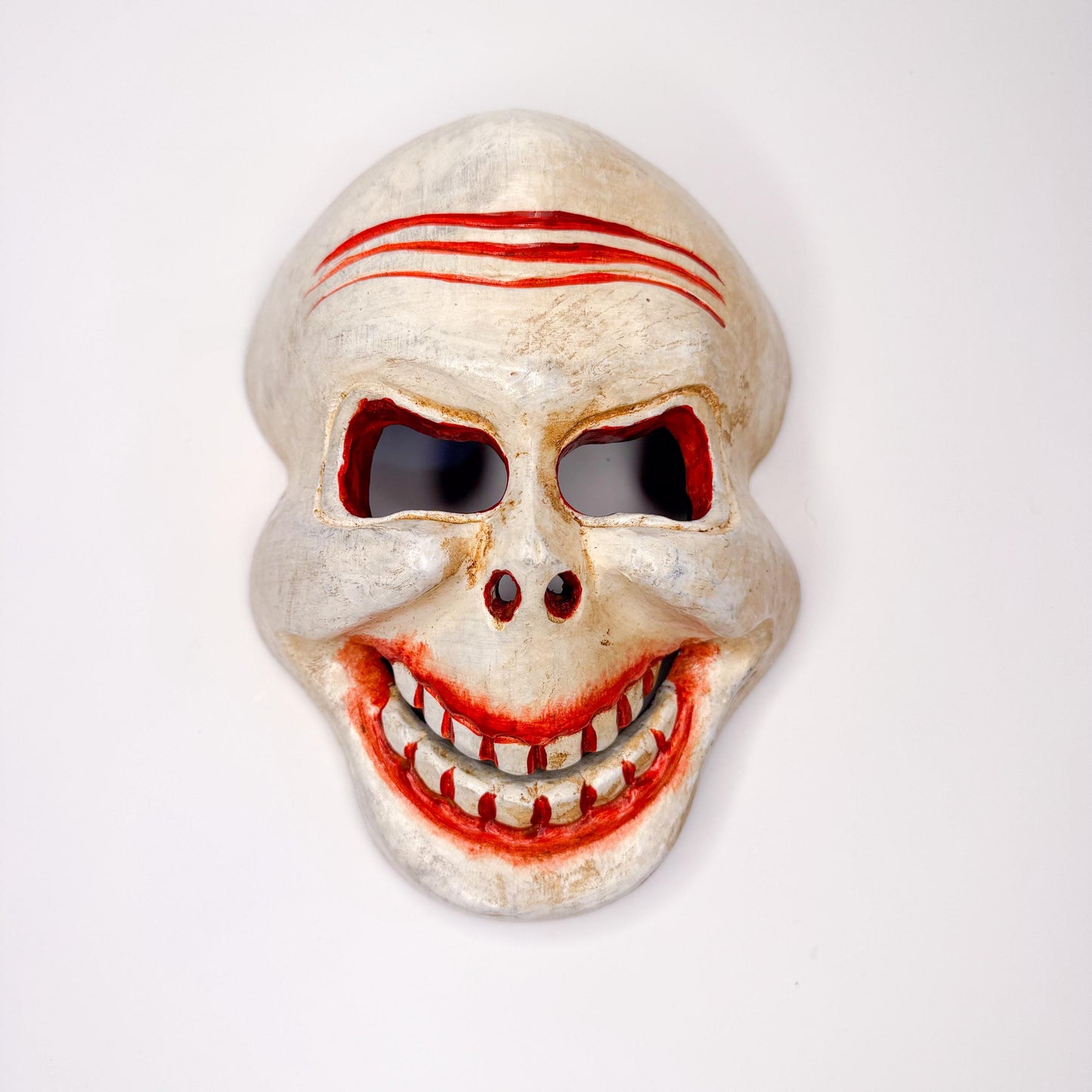 Handcrafted Wooden Skull Mask - Scary, Unique, One-of-a-Kind - Made in Nepal