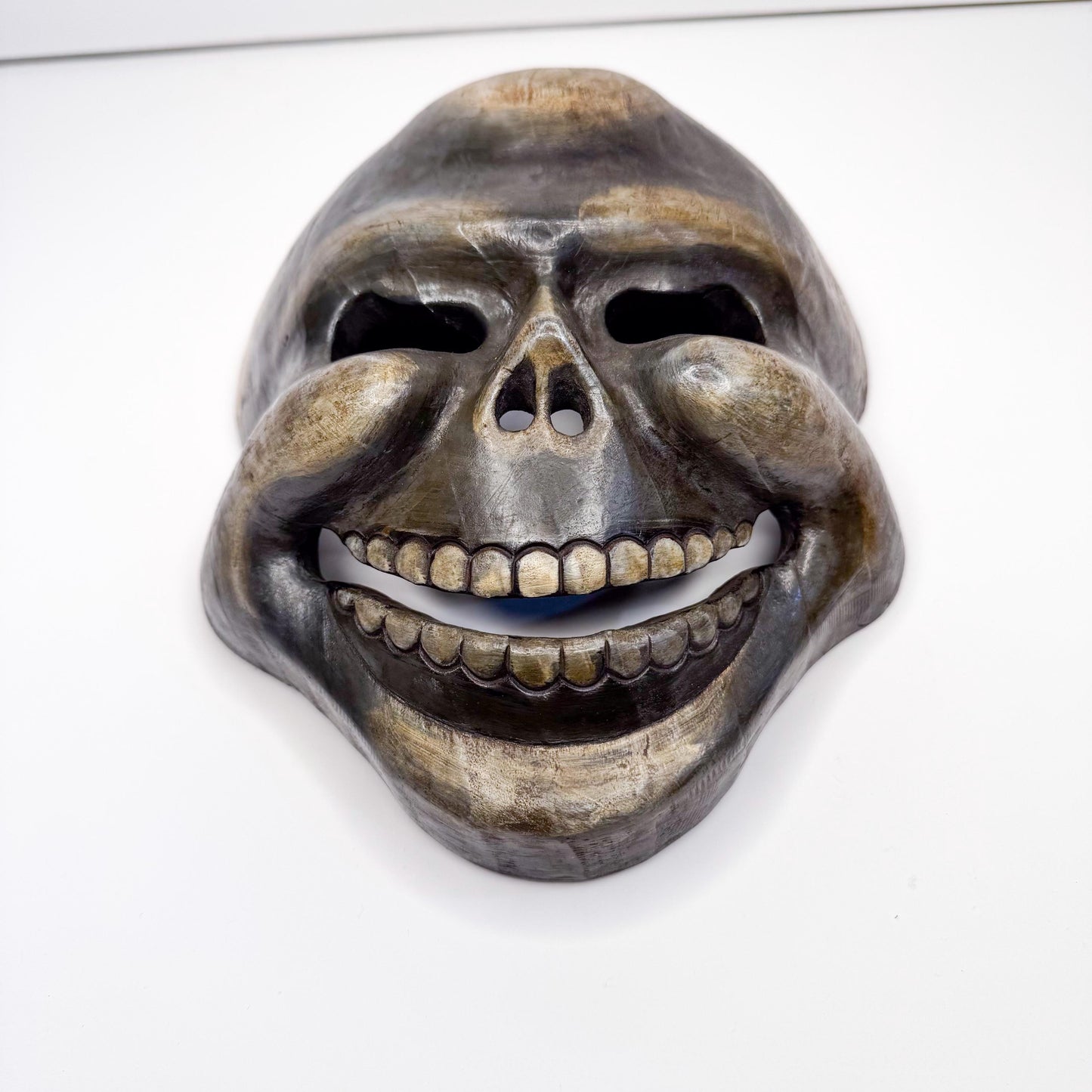 handcrafted Wooden Skull Mask - Dark Finish, Scary, Unique, One-of-a-Kind - Made in Nepal