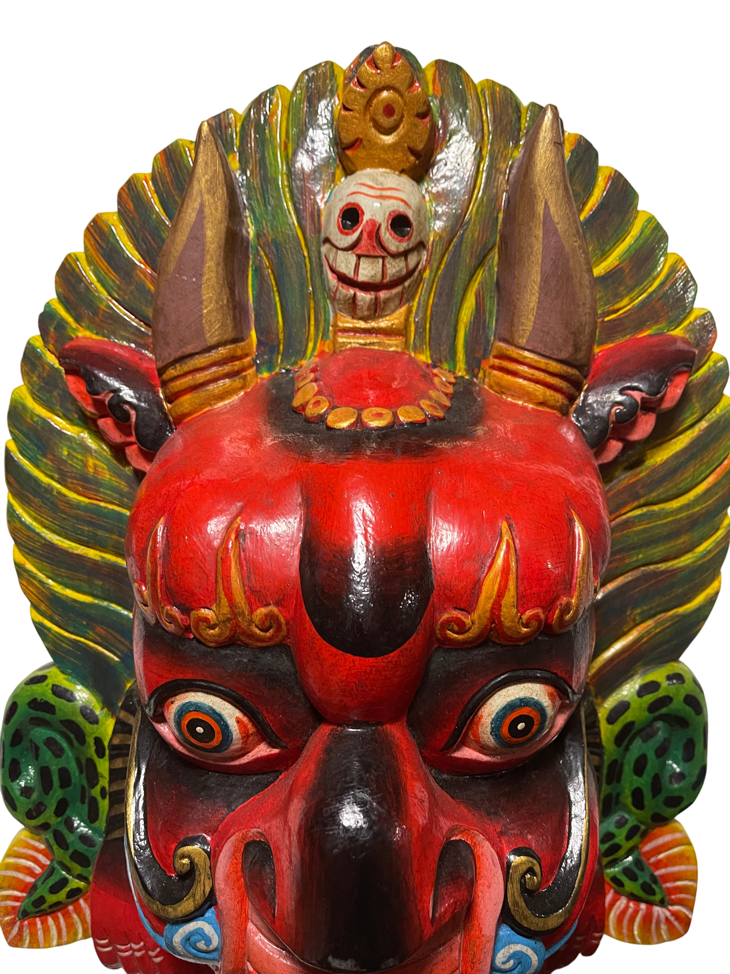 Authentic Handmade Bhairab Wooden Mask – Traditional Craftsmanship from Nepal