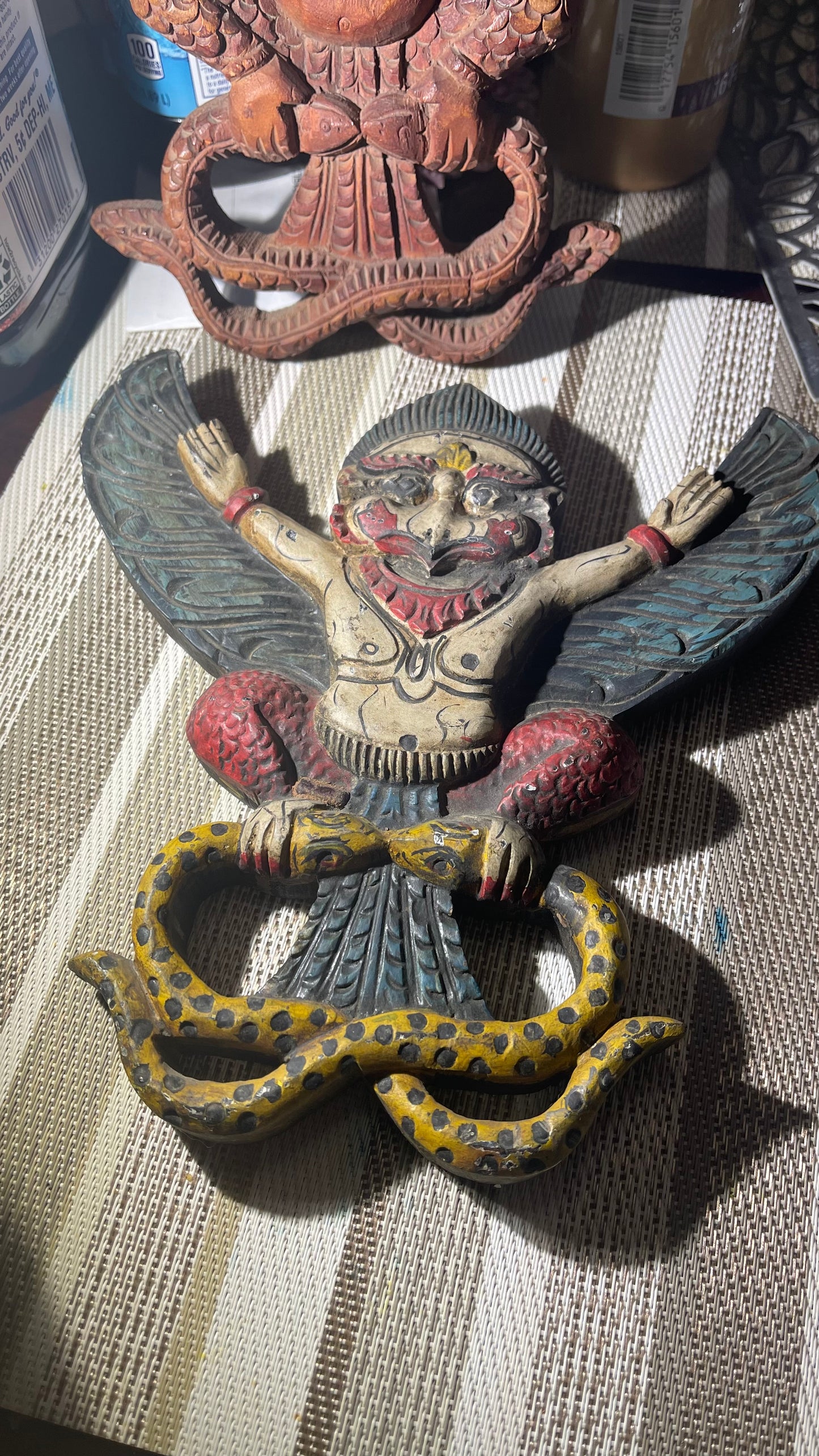 Wooden bird masks with snake( price each)