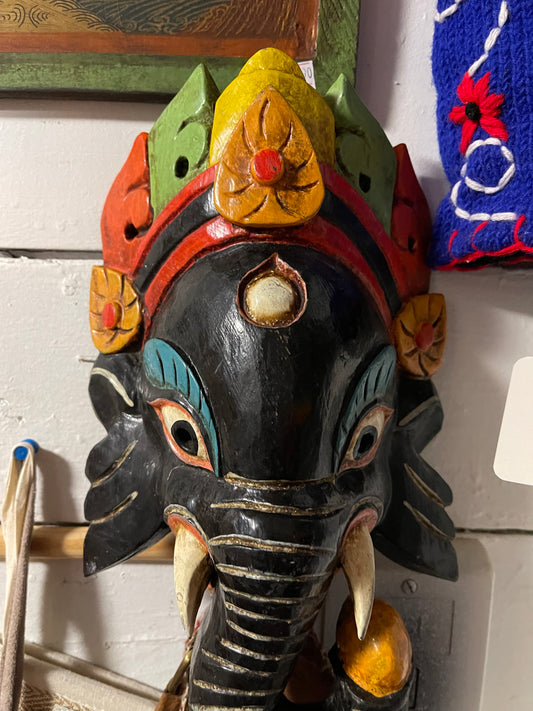 wooden handcraft ganesh mask