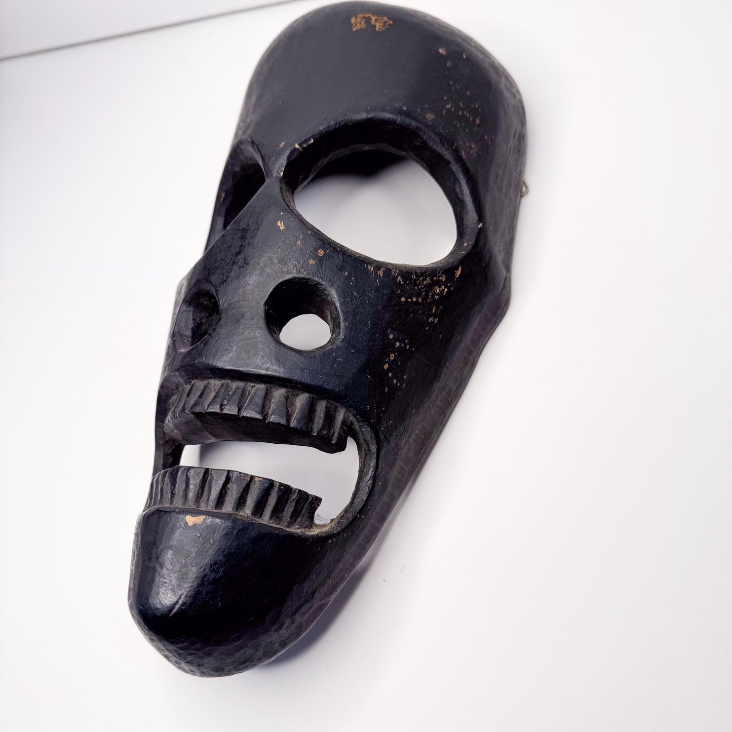 Handcrafted Elongated Dark Skull Mask - Unique, Bold, One-of-a-Kind - origin Nepal