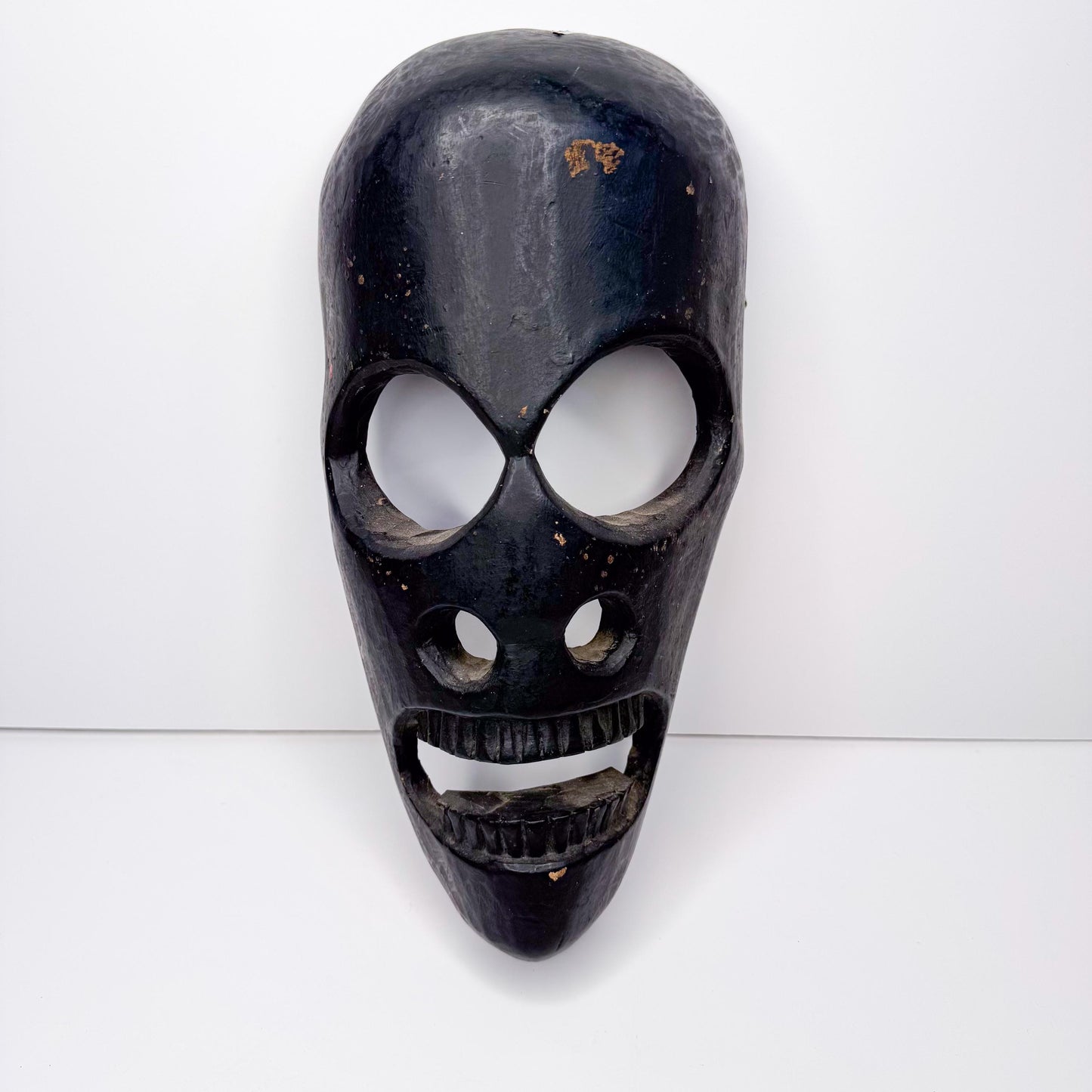 Handcrafted Elongated Dark Skull Mask - Unique, Bold, One-of-a-Kind - origin Nepal