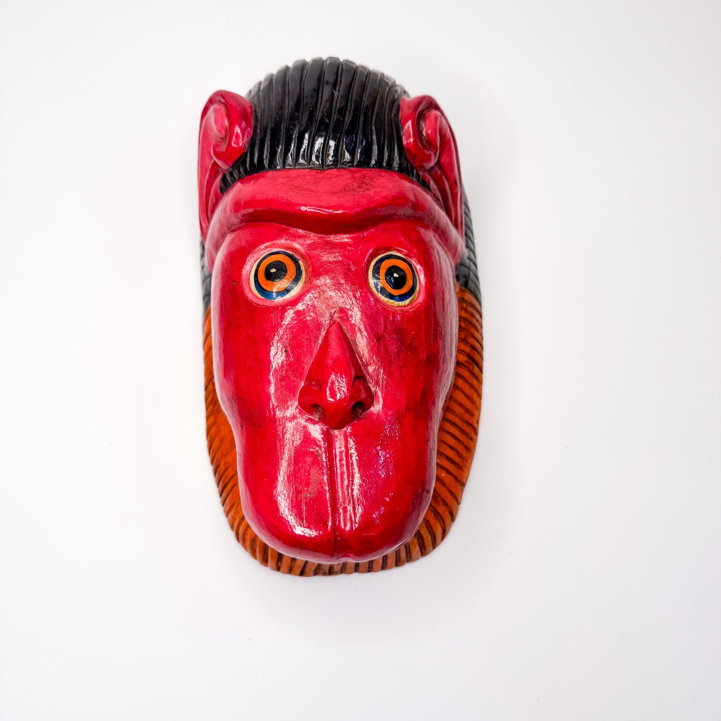 Handcrafted Red Monkey Mask - Bold, Unique, One-of-a-Kind - origin Nepal