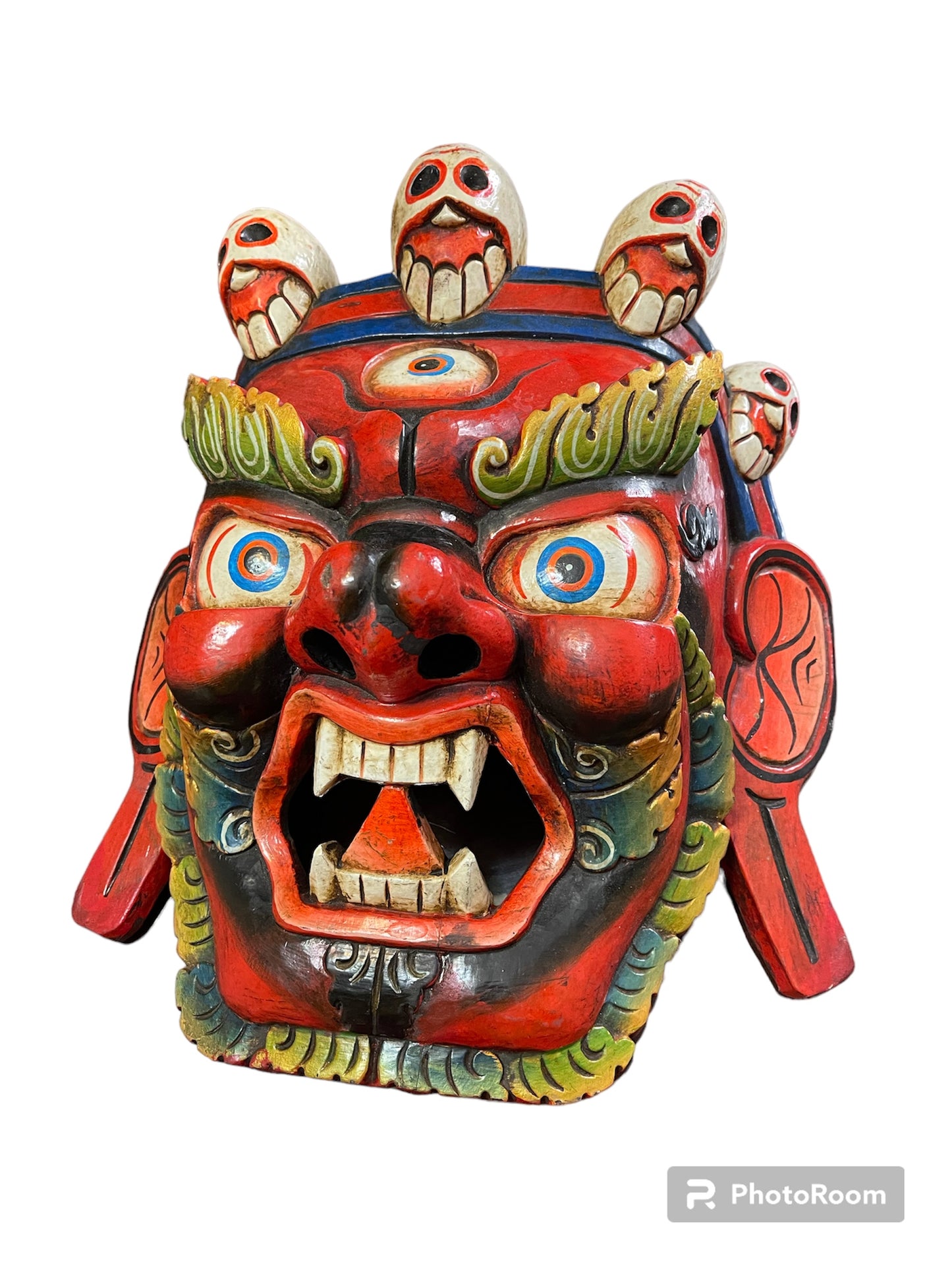 Wooden handmade bhairab mask with 3 eyes