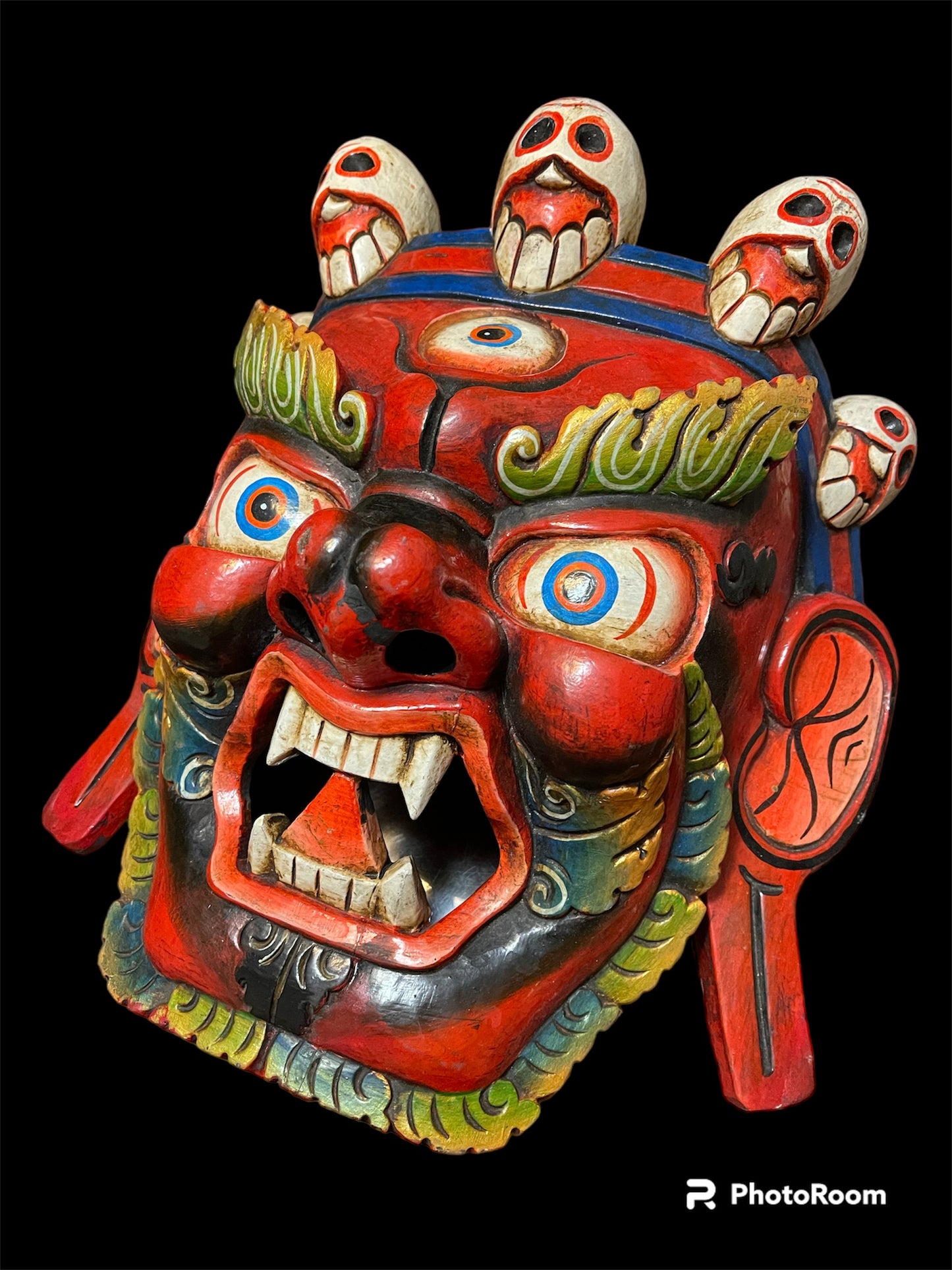 Wooden handmade bhairab mask with 3 eyes