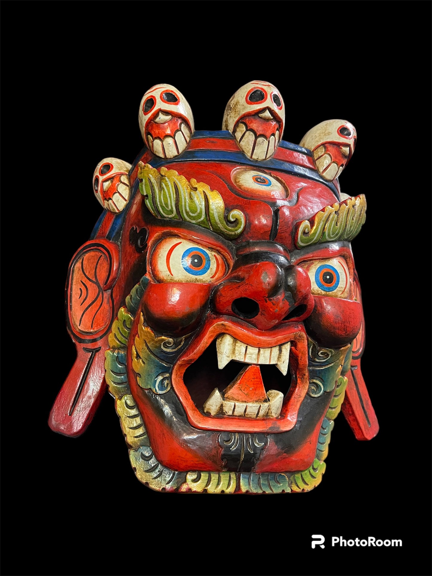 Wooden handmade bhairab mask with 3 eyes