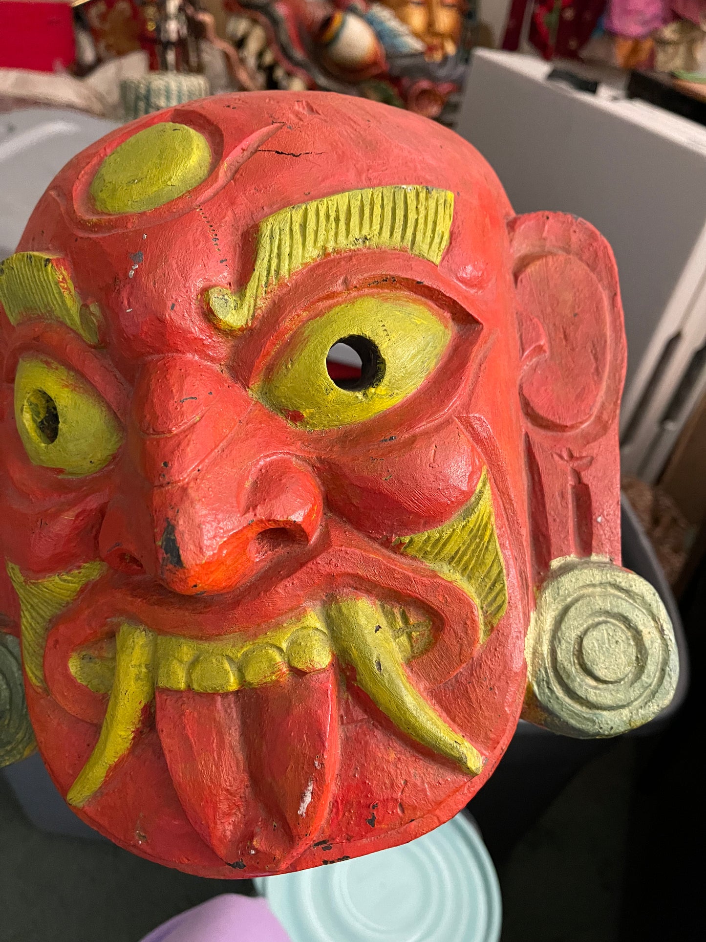 Wall hanging wood mask