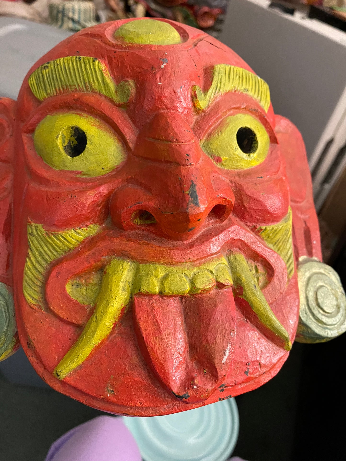 Wall hanging wood mask