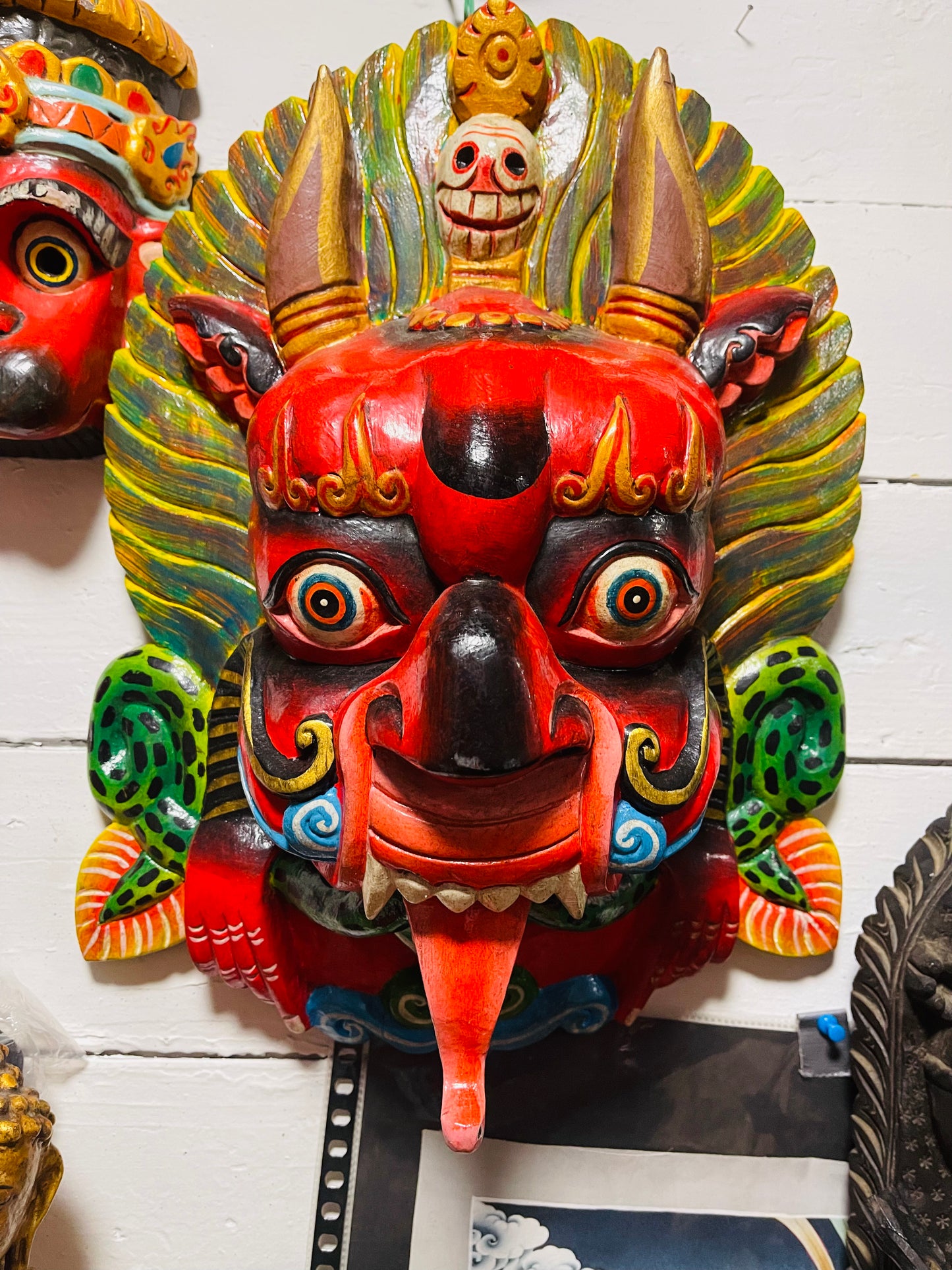 Wood wall hanging bhairab mask