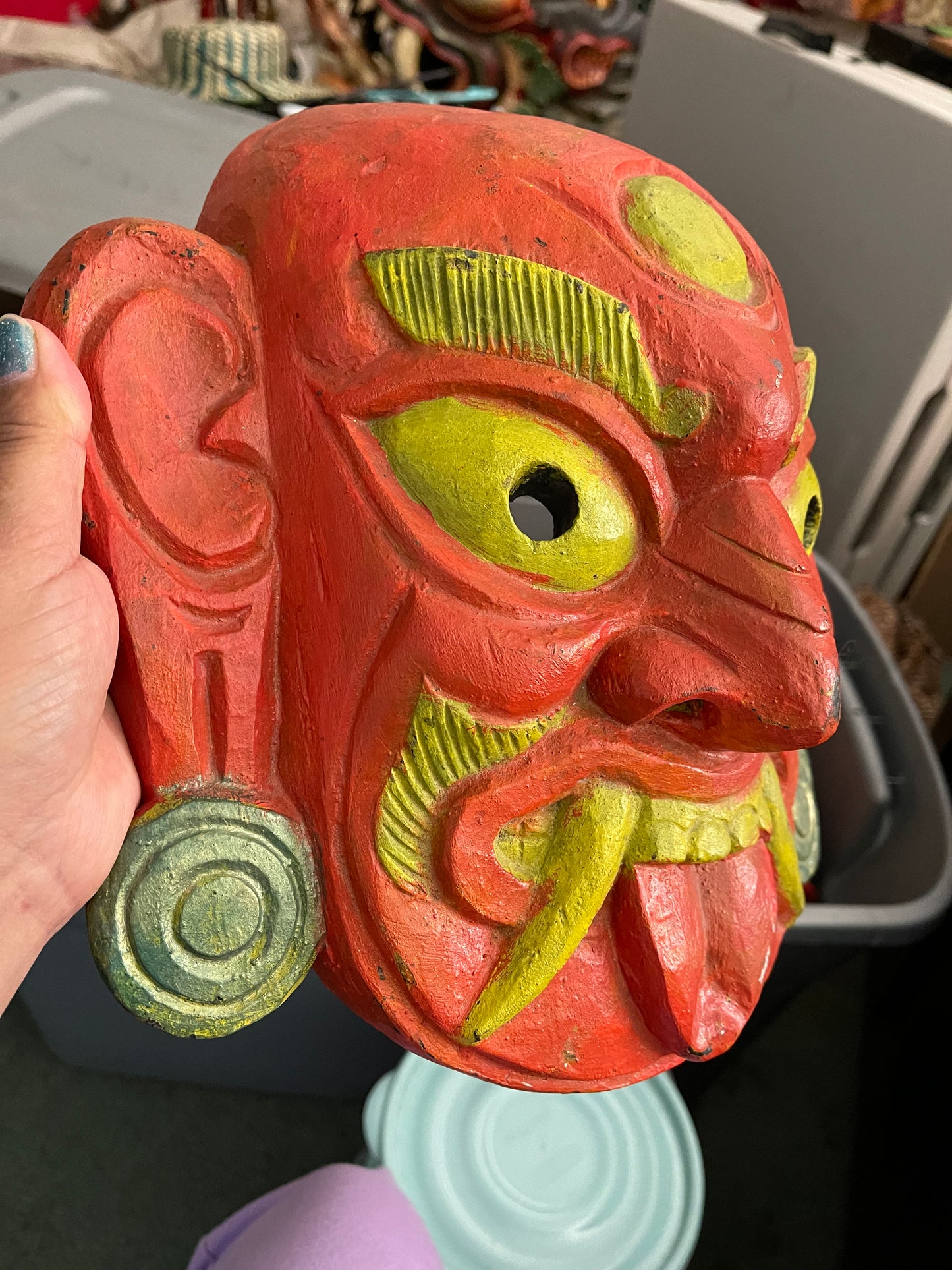 Wall hanging wood mask