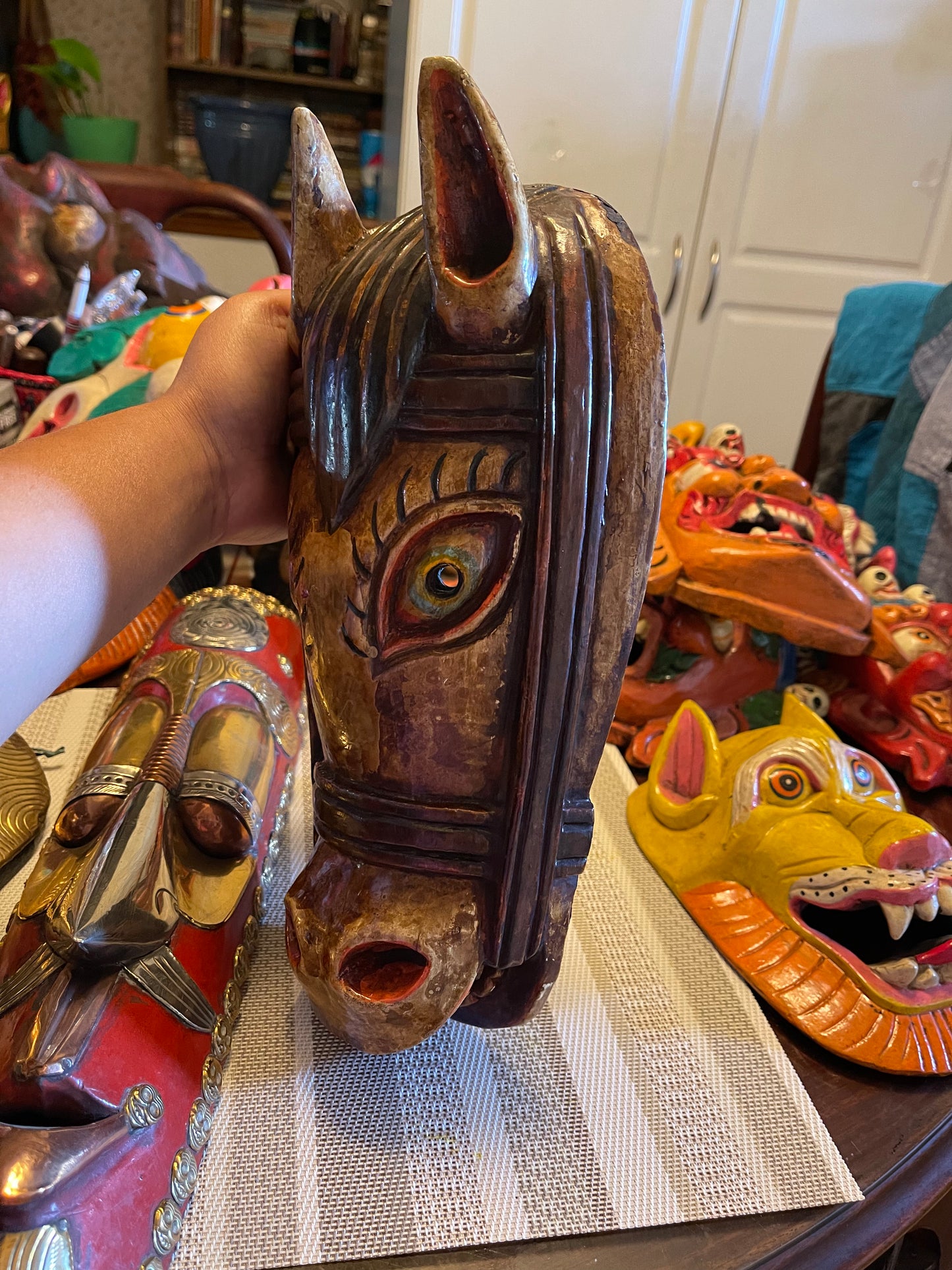 Wood wall hanging horse mask