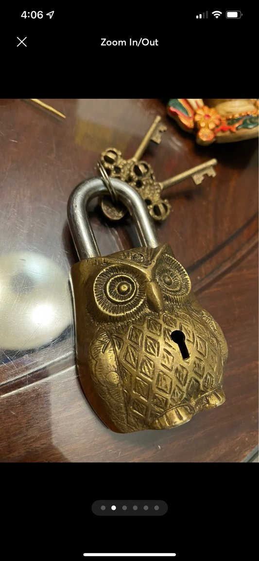 Brass owl style padlock